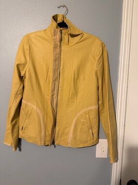 Women’s Mustard Yellow Polyurethane Zip Jacket